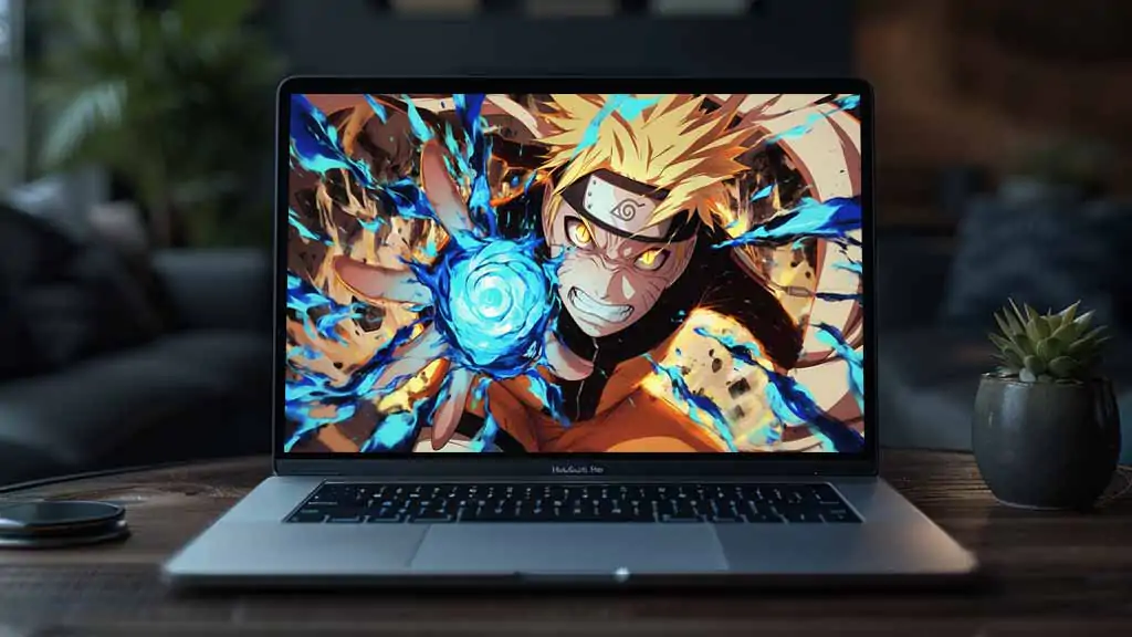 Fond d'écran Epic Naruto Uzumaki Rasengan 4K avec des effets de chakra abstraits en arrière-plan en résolution Ultra HD téléchargement gratuit pour PC et mobile