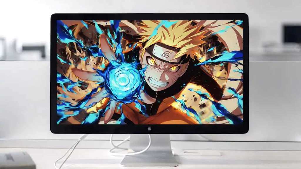 Fond d'écran Epic Naruto Uzumaki Rasengan 4K avec des effets de chakra abstraits en arrière-plan en résolution Ultra HD téléchargement gratuit pour PC et mobile