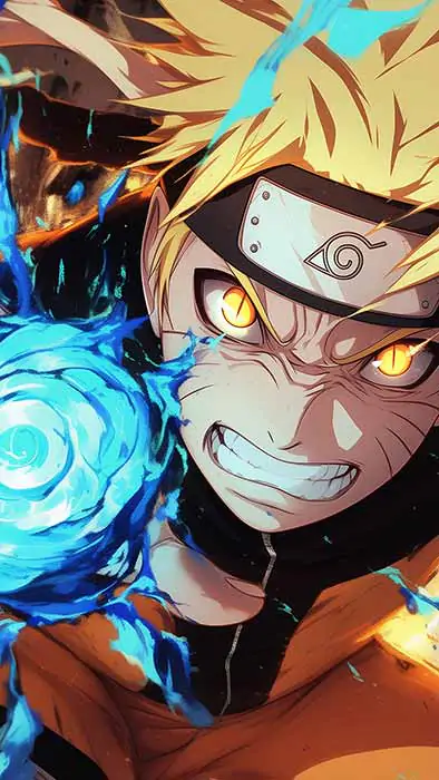 Fond d'écran Epic Naruto Uzumaki Rasengan 4K avec des effets de chakra abstraits en arrière-plan en résolution Ultra HD téléchargement gratuit pour PC et mobile