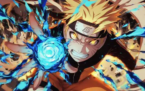 Epic Naruto Uzumaki Rasengan 4K wallpaper with abstract chakra effects background in Ultra HD resolution free download for Pc & Mobile