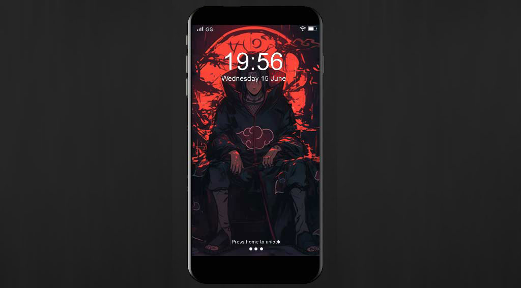 Fond d'écran Itachi Uchiha 4k montrant un membre d'Akatsuki assis sur un trône sombre avec une lune rouge Téléchargement gratuit d'arrière-plan HD pour PC et mobile