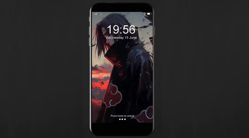 Fond d'écran Itachi Uchiha 4k montrant une silhouette avec des corbeaux volants contre un ciel de coucher de soleil cramoisi, téléchargement gratuit d'arrière-plan HD pour PC et mobile