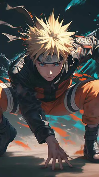 Naruto dynamic battle pose wallpaper 4k Anime Ultra HD background, free download for desktop pc and mobile phone