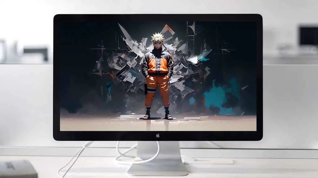 Fond d'écran Naruto Uzumaki 4K avec des effets d'arrière-plan géométriques abstraits en résolution Ultra HD téléchargement gratuit pour PC et mobile