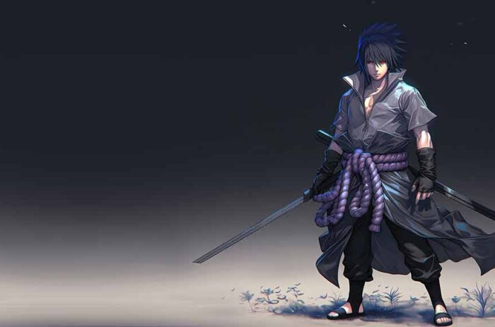 Uchiha Sasuke Pose du corps entier Fond d'écran 4K, arrière-plan ultra HD Naruto Anime Téléchargement gratuit pour PC et téléphone portable