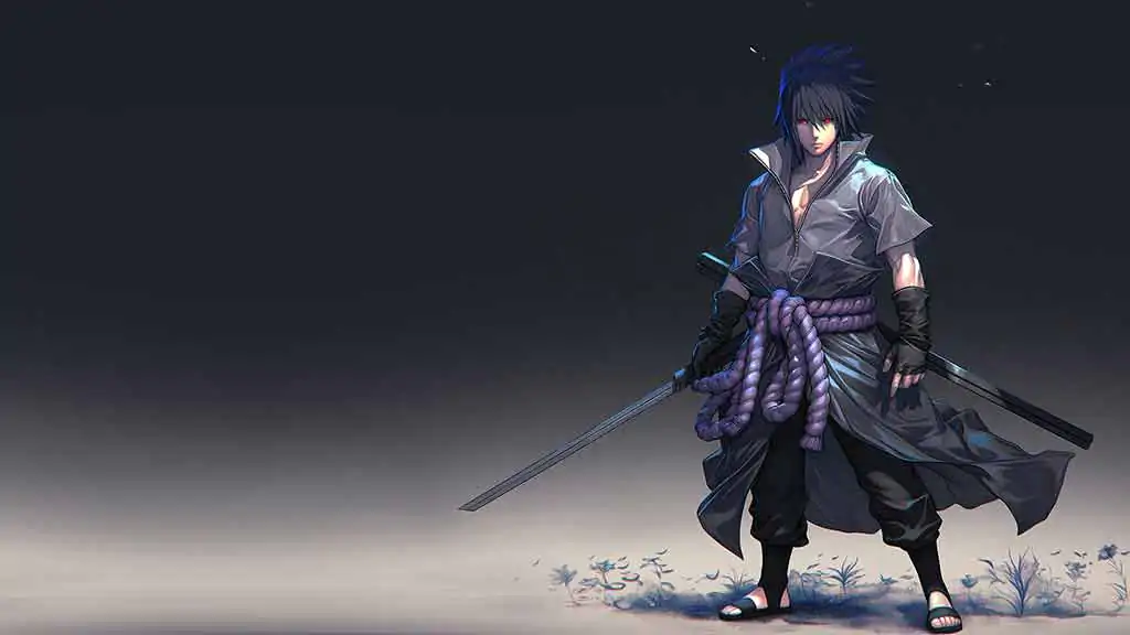 Uchiha Sasuke Full body pose 4K wallpaper, ultra HD Naruto Anime background free download for pc & mobile phone