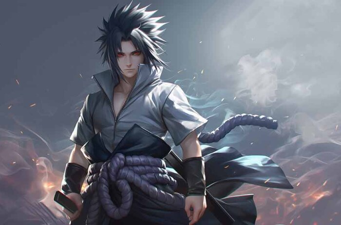 Fond d'écran Uchiha Sasuke 4K avec portrait dramatique Fond d'écran d'anime Ultra HD gratuit pour ordinateur de bureau et téléphone portable