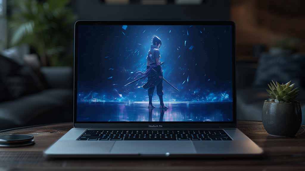 Uchiha Sasuke en pose complète, fond d'écran 4K, clair de lune ultra HD, arrière-plan d'anime Naruto téléchargement gratuit pour PC et téléphone mobile