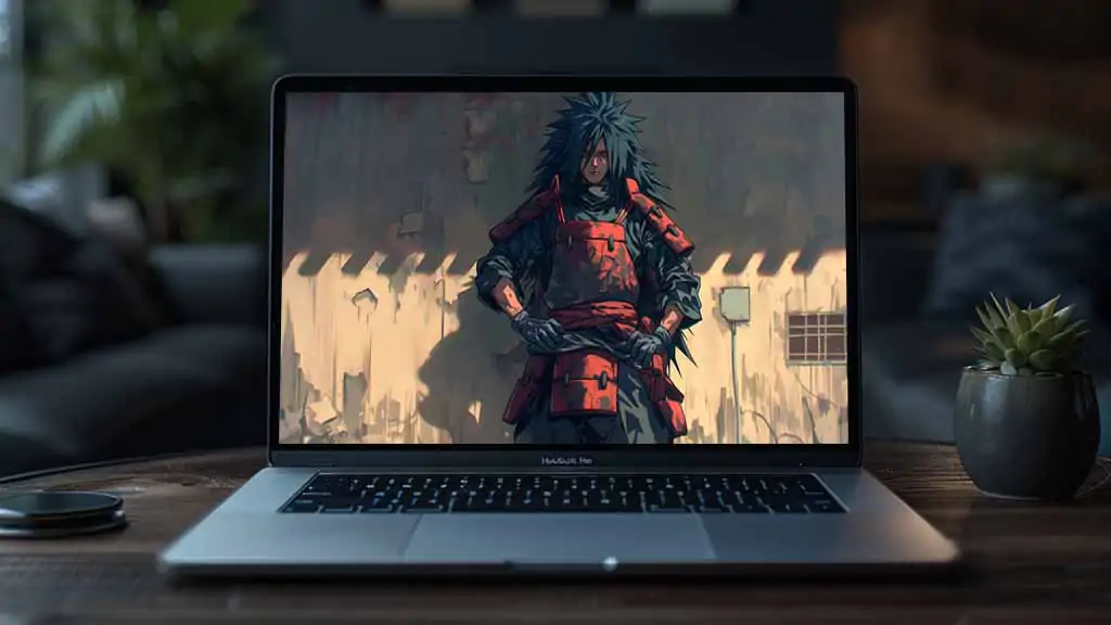 Madara Uchiha wallpaper 4k red dark armor against a wall Ultra HD background, free download for desktop and mobile phone