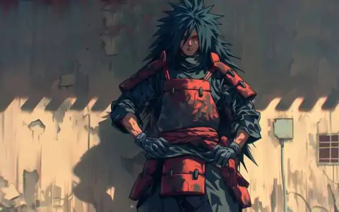 Madara Uchiha wallpaper 4k red dark armor against a wall Ultra HD background, free download for desktop and mobile phone