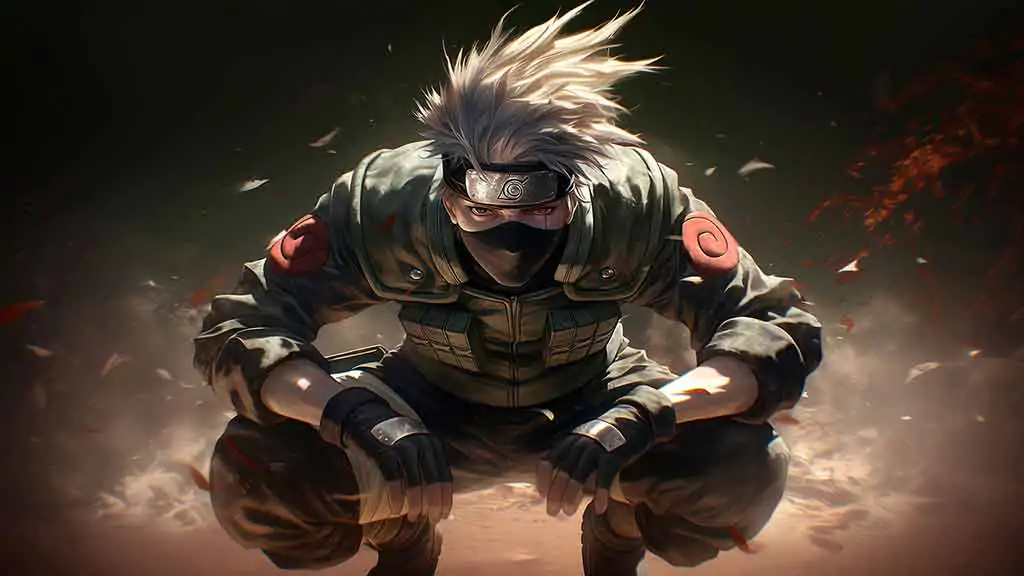 Kakashi Hatake combat pose wallpaper 4k anime Ultra HD background free download for Pc & Mobile phone