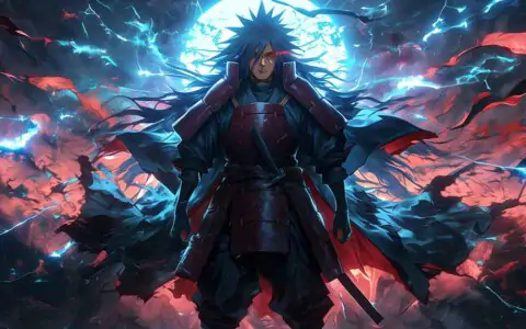 Madara Uchiha Moon wallpaper 4k red dark armor against a wall Ultra HD background, free download for desktop and mobile phone