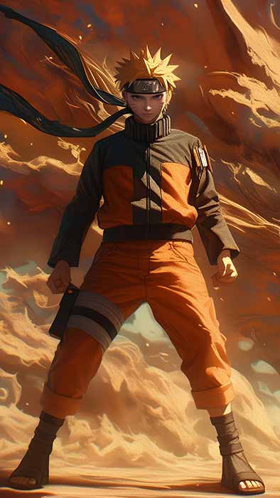 Naruto avec le renard à neuf queues Kurama fond d'écran 4K debout avec l'esprit de la bête renard, téléchargement gratuit pour ordinateur de bureau et téléphones portables