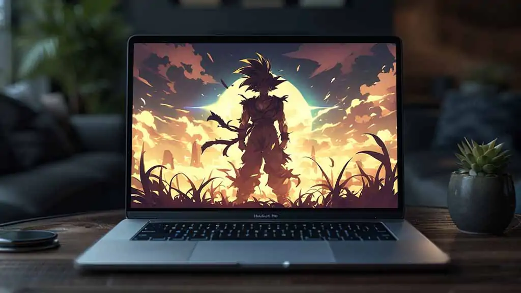 Goku Silhouette Against Golden Sunset - Epic Dragon Ball Warrior Landscape Wallpaper4k Ultra HD background free for Pc & mobile