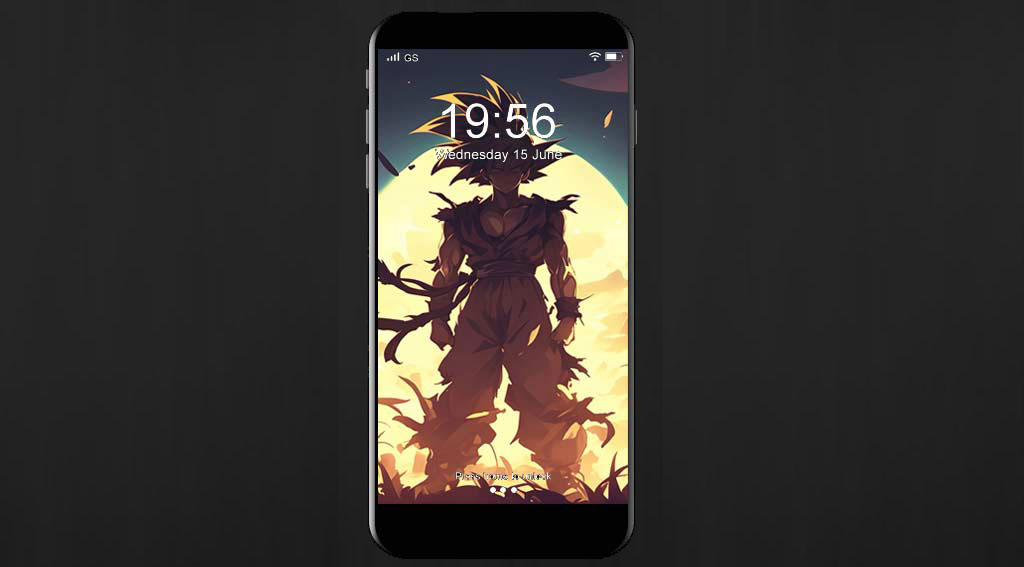 Silhouette de Goku contre un coucher de soleil doré - Fond d'écran épique paysage guerrier Dragon Ball 4K Ultra HD gratuit pour PC et mobile