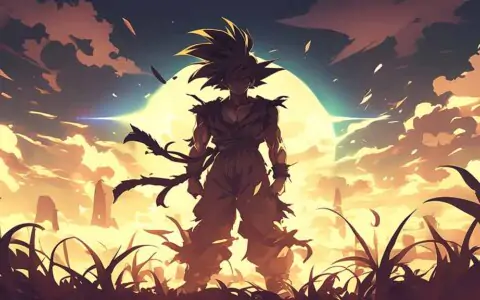 Goku Silhouette Against Golden Sunset - Epic Dragon Ball Warrior Landscape Wallpaper4k Ultra HD background free for Pc & mobile