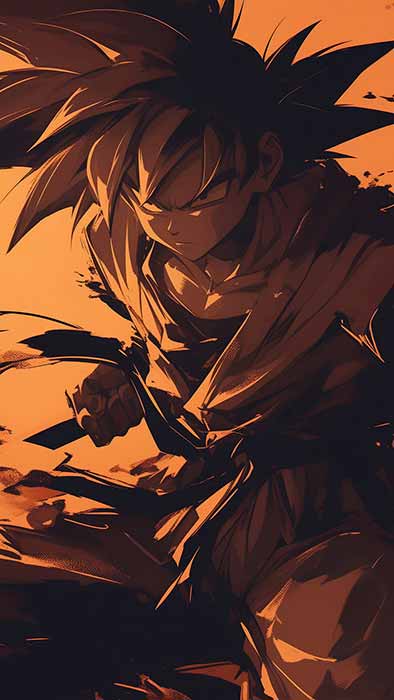 Goku Battle pose Wallpaper 4k Dragon Ball Orange Shadow Art Background HD pour pc & téléphone portable gratuitement Télécharger