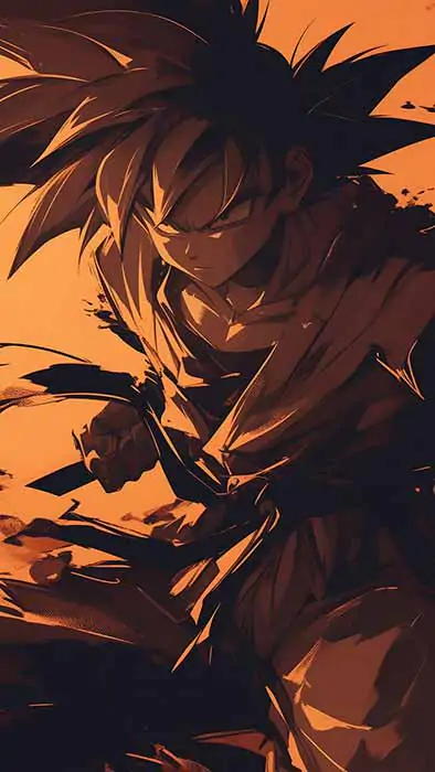 Goku Battle pose Wallpaper 4k Dragon Ball Orange Shadow Art Background HD for pc & mobile phone free Download