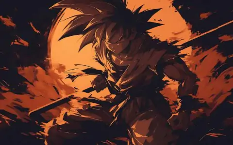 Goku Battle pose Wallpaper 4k Dragon Ball Orange Shadow Art Background HD for pc & mobile phone free Download