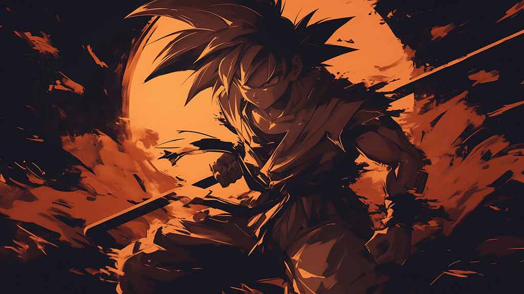 Goku Battle pose Wallpaper 4k Dragon Ball Orange Shadow Art Background HD pour pc & téléphone portable gratuitement Télécharger