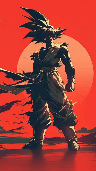 Fond d'écran Goku Coucher de Soleil 4K | Dragon Ball Arrière-plan Ultra HD Téléchargement Gratuit PC & Téléphone portable