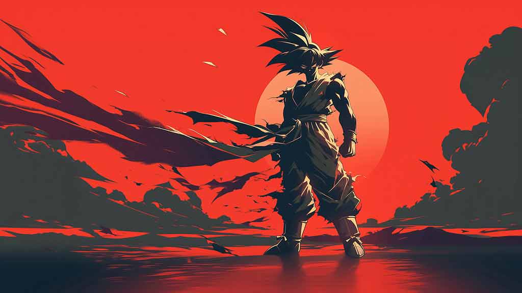 Fond d'écran Goku Coucher de Soleil 4K | Dragon Ball Arrière-plan Ultra HD Téléchargement Gratuit PC & Téléphone portable