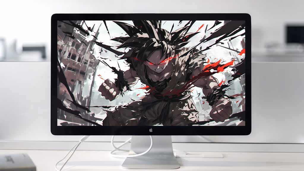 Dragon Ball Goku en mode rage sombre avec des yeux rouges et des effets d'énergie noirs Fond d'écran 4K, fond d'écran ultra HD à télécharger gratuitement pour pc & mobile