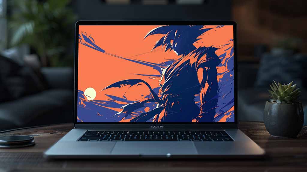 Dragon Ball Goku silhouette contre coucher de soleil orange fond d'écran 4K, fond d'écran artistique anime ultra HD gratuit pour Pc & Mobile