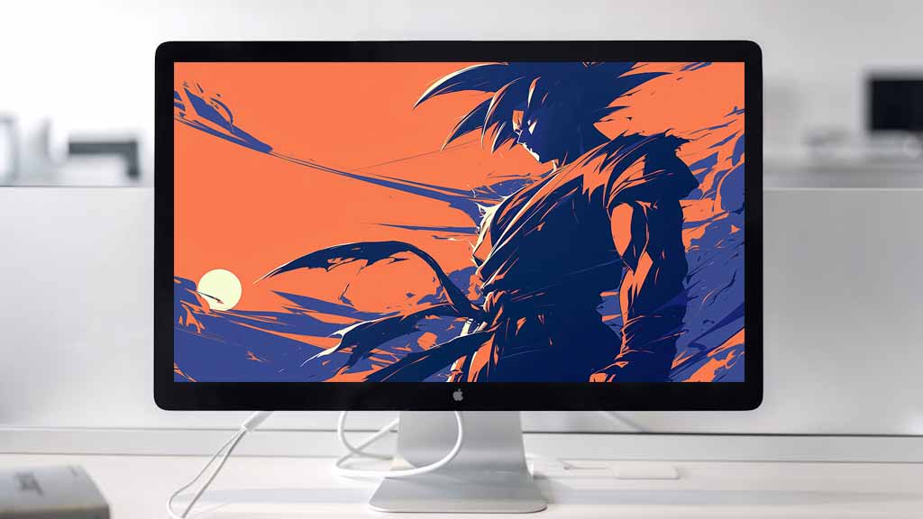 Dragon Ball Goku silhouette contre coucher de soleil orange fond d'écran 4K, fond d'écran artistique anime ultra HD gratuit pour Pc & Mobile