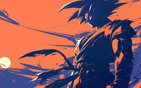 Dragon Ball Goku silhouette against orange sunset 4K wallpaper, artistic anime ultra HD background free for Pc & Mobile