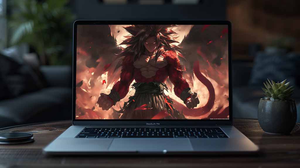 Fond d'écran Goku Super Saiyan 4 SSJ4 de Dragon Ball GT en 4k dramatique rouge ultra HD gratuit pour PC et téléphone portable