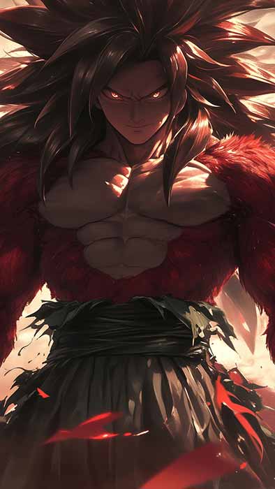 Fond d'écran Goku Super Saiyan 4 SSJ4 de Dragon Ball GT en 4k dramatique rouge ultra HD gratuit pour PC et téléphone portable