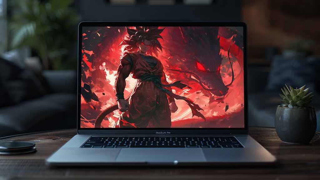 Fond d'écran Goku Super Saiyan 4 SSJ4 de Dragon Ball GT en 4k rouge dramatique épique ultra HD gratuit pour PC et téléphone portable