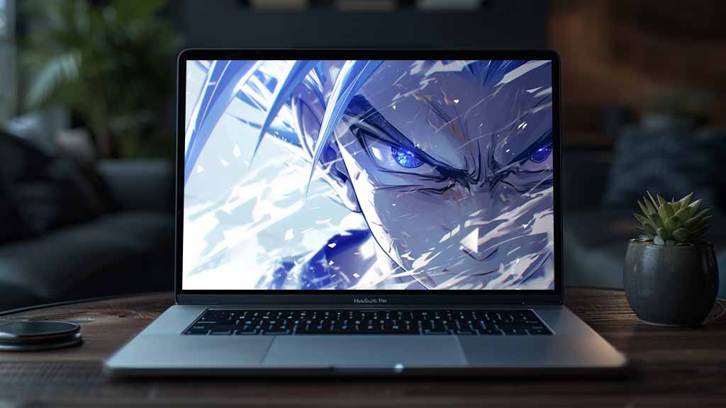 Portrait de Gohan en gros plan avec des yeux bleus brillants - Fond d'écran épique Dragon Ball Power Art 4k à télécharger gratuitement en ultra HD pour PC et Mobile