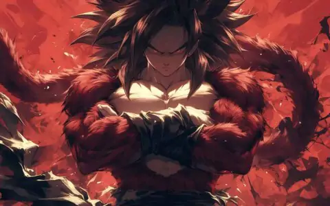 Epic Goku Super Saiyan 4 SSJ4 form Dragon Ball GT wallpaper 4k dramatic red ultra HD background free for Pc & mobile phone