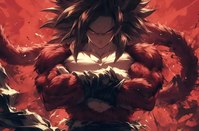 Epic Goku Super Saiyan 4 SSJ4 form Dragon Ball GT wallpaper 4k dramatic red ultra HD background free for Pc & mobile phone