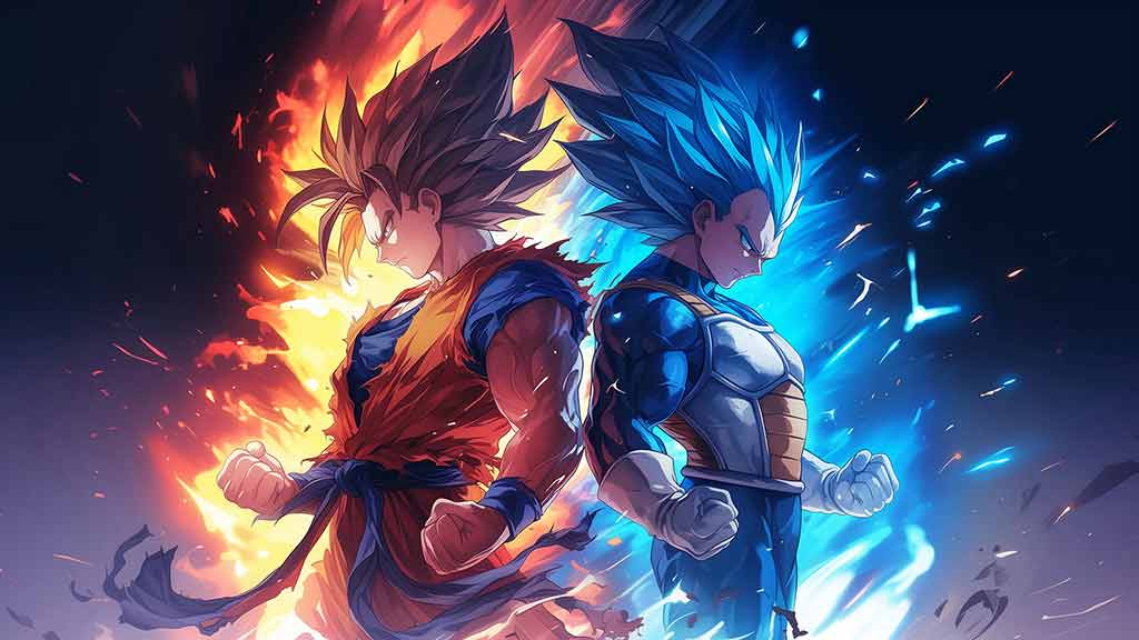 Combat de Goku contre Vegeta en Super Saiyan Fond d'écran 4K | Dragon Ball Z Arrière-plan Ultra HD Téléchargement Gratuit PC & Téléphone portable
