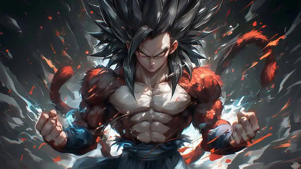 Intense Goku Super Saiyan 3 Transformation Wallpaper 4k - Epic Dragon Ball Anime ultra HD Background free for Pc & mobile