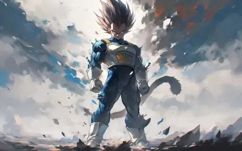 Dragon Ball Saiyan Prince in battle armor standing against stormy sky 4K wallpaper, ultra HD background free download for pc & mobile