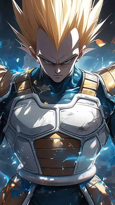 Vegeta Super Saiyan in Battle Armor - Epic Dragon Ball Energy Explosion Wallpaper 4K ultra HD background free for Pc & Mobile