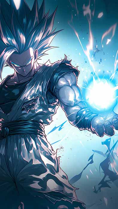 Fond d'écran Dragon Ball Goku Kamehameha 4k avec énergie bleue intense Fond d'écran gratuit Ultra HD pour Pc & Téléphone portable