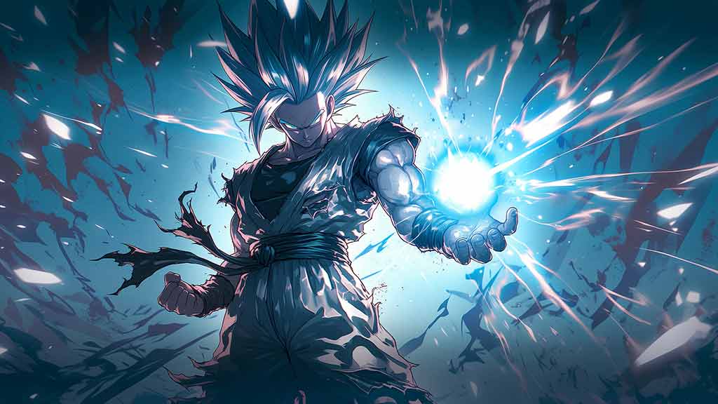 Fond d'écran Dragon Ball Goku Kamehameha 4k avec énergie bleue intense Fond d'écran gratuit Ultra HD pour Pc & Téléphone portable