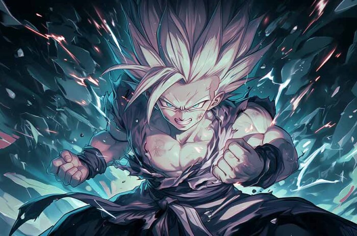 Fond d'écran Gohan en position de combat 4K Art épique Dragon Ball téléchargement gratuit arrière-plan ultra HD gratuit pour PC et Mobile