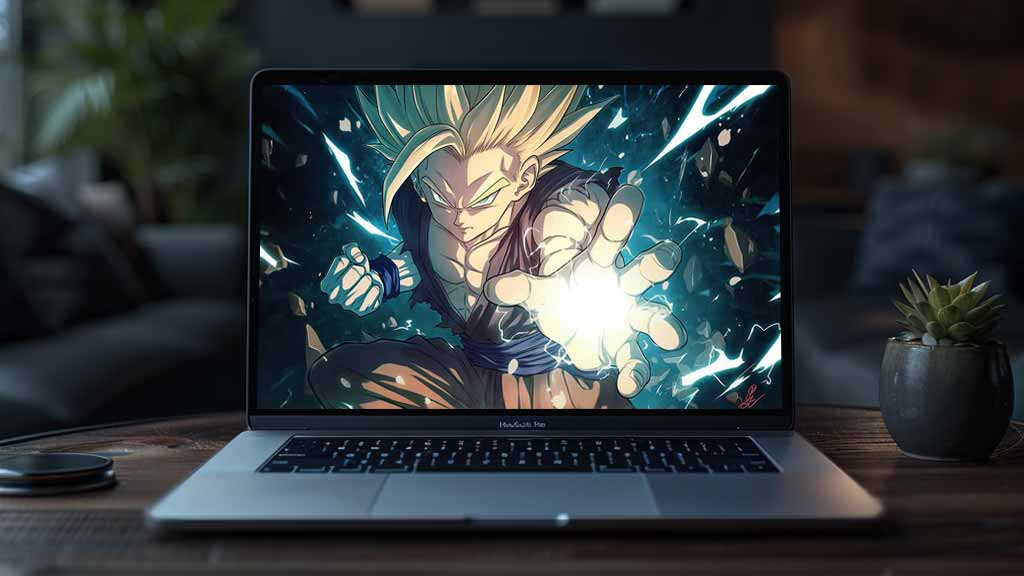 Fond d'écran Gohan Super Saiyan 4K Dragon Ball Z avec effets de boule d'énergie et d'éclairs art d'arrière-plan Ultra HD Téléchargement gratuit pour PC et mobile