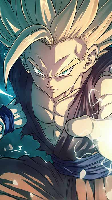 Fond d'écran Gohan Super Saiyan 4K Dragon Ball Z avec effets de boule d'énergie et d'éclairs art d'arrière-plan Ultra HD Téléchargement gratuit pour PC et mobile
