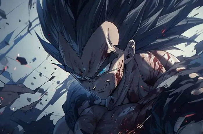 Vegeta in Battle Wallpaper 4K - Dragon Ball Ultra HD background epic battle pose, free download for desktop and mobile