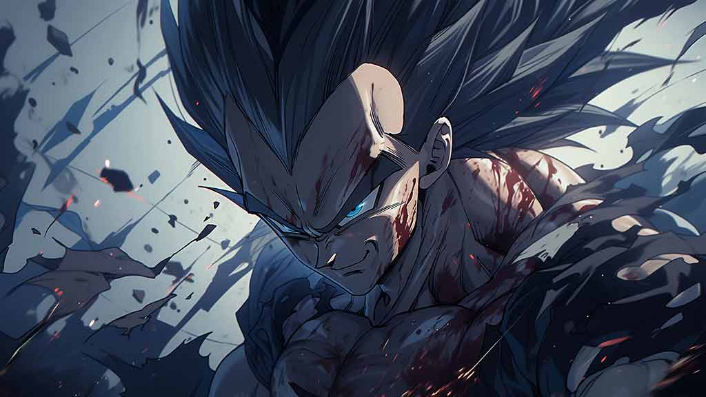 Fond d'écran 4K de Vegeta au Combat - Arrière-plan Ultra HD Dragon Ball avec pose de combat épique, téléchargement gratuit pour ordinateur et mobile
