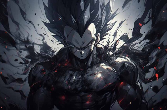 Fond d'écran Vegeta pouvoir obscur 4K, Dragon Ball arrière-plan ultra HD gratuit à télécharger pour PC et téléphone portable
