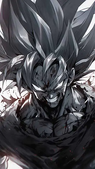 Dragon Ball Goku dramatic monochrome wallpaper with smoke effects and intense expression in stunning 4K Ultra HD quality free download