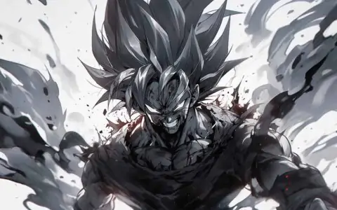 Dragon Ball Goku dramatic monochrome wallpaper with smoke effects and intense expression in stunning 4K Ultra HD quality free download